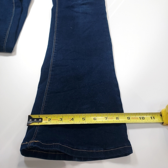 Vince Blue New York Dark Wash High Rise Distressed Flare Jeans, 15 - Picture 7 of 9